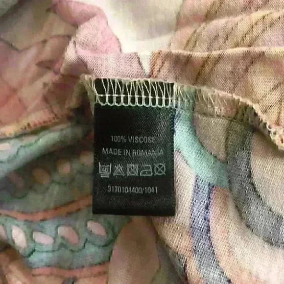 Oasis Maxi Dress Pullover  Halter Tie Neck Abstract Colorful Spring - Picture 7 of 7